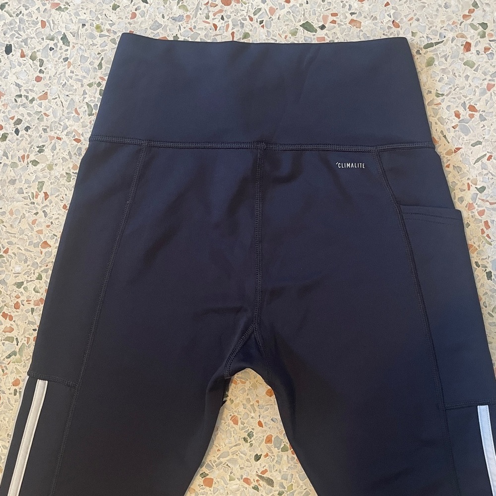 Adidas Climalite Black Leggings White Stripes Size S - Picture 6 of 8